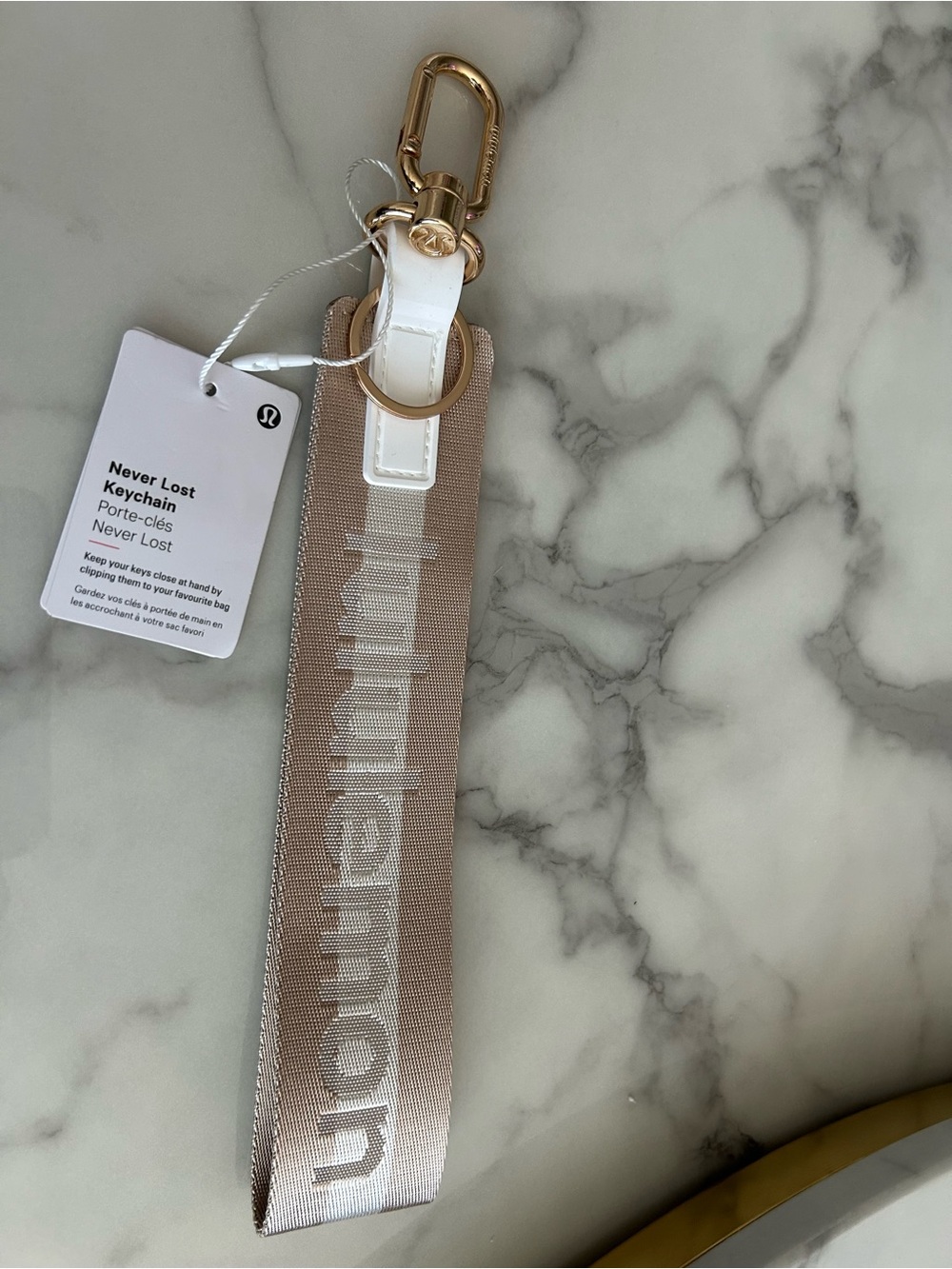 lululemon athletica Beige and White Never Lost Keychain Wristlet